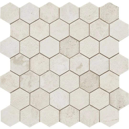 Completa Marble Series Terra Nova 2x2 Hexagon Multi Finish Marble Mosaic