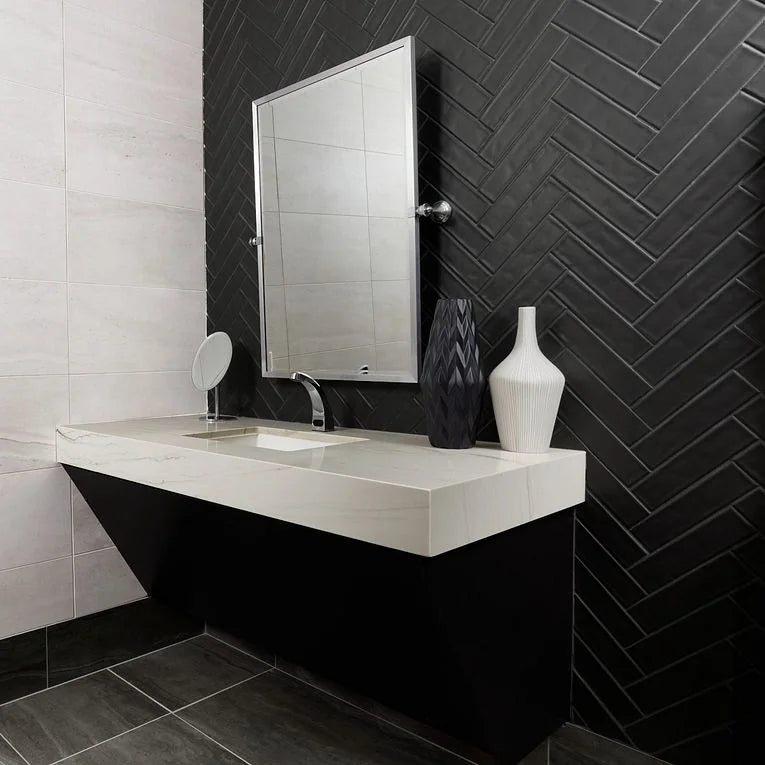 Concerto Black 2-1/4x9-3/4 Matte Ceramic / Porcelain Tile