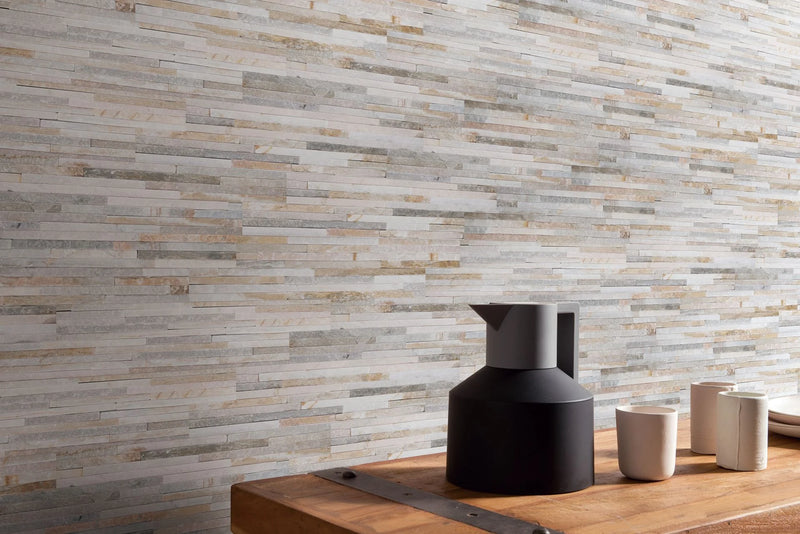 Contemporary Mini Ledgestone Golden Honey 6x24 Natural Quartzite Ledger Stone