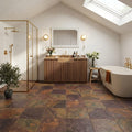Copper 12x12 Gauged Quartzite Tile — Bathroom floor