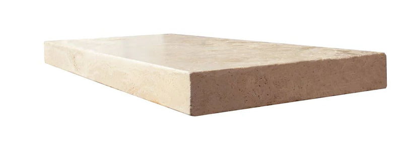 Ivory Cordoba Cream Travertine Tumbled 12 x 24 x 2 Modern Coping