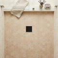 Corton Limestone Mosaic Sable Honed 2x2 Hexagon. — Bathroom shower floor