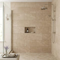 Corton Sable Limestone Tile 12x24 Honed 3/8 inch — Bathroom shower wall