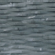 Cosmic Black 3D Wave 6x18 Corner Honed Marble Stacked Ledger Stone