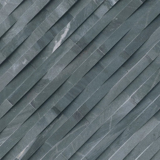 Cosmic Black 3D Wave 6x24 Panel Honed Marble Stacked Ledger Stone