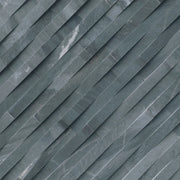 Cosmic Black 3D Wave 6x18 Corner Honed Marble Stacked Ledger Stone