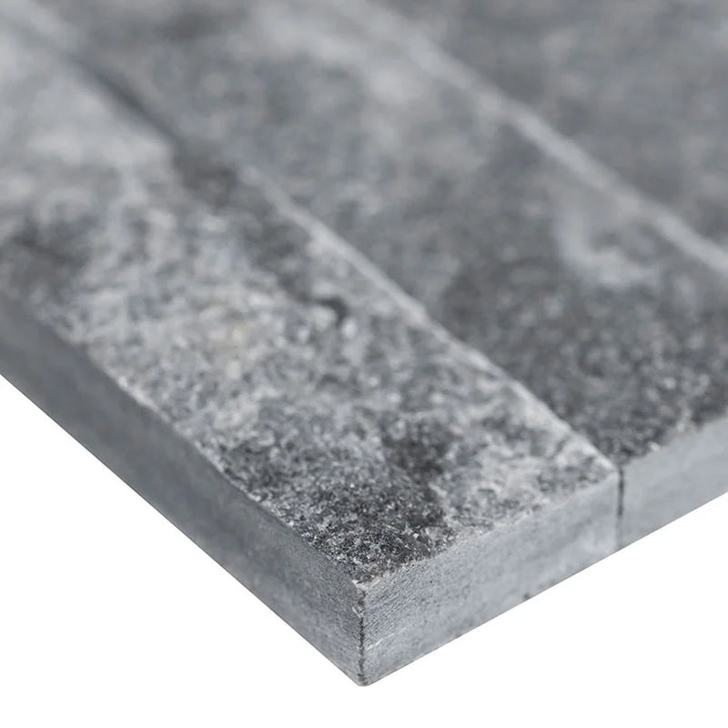 Cosmic Black Split Face 6x24 Panel Marble Stacked Ledger Stone
