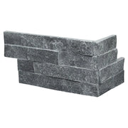 Cosmic Black Split Face 6x18 Corner Marble Stacked Ledger Stone