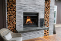 Cosmic Gray 3D Wave 6x18 Corner Honed Marble Stacked Ledger Stone