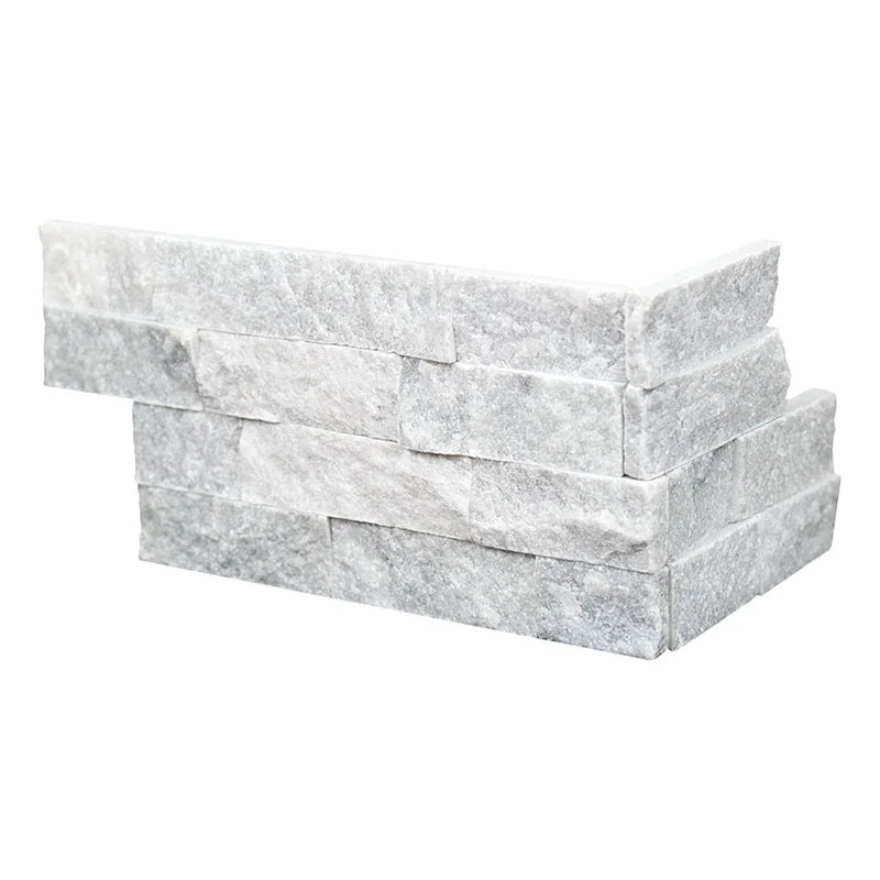 Cosmic Gray Split Face 6x18 Corner Marble Stacked Ledger Stone