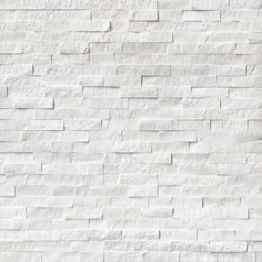 Cosmic White 6x24 Panel Splitface Marble Ledger Stone