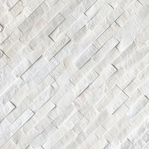 Cosmic White 6x24 Panel Splitface Marble Ledger Stone