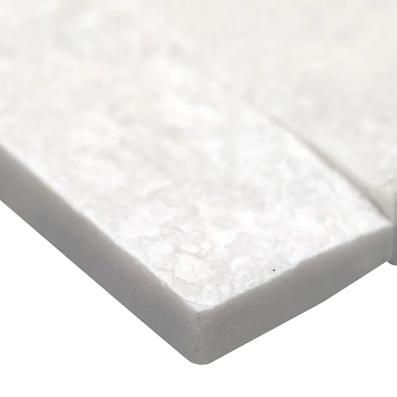 Cosmic White 6x18 Corner Splitface Marble Ledger Stone