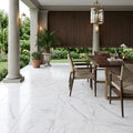 Cosmos White Marble Tile 18x18 Honed — Covered Patio floor