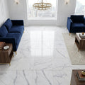 Cosmos White Marble Tile 18x18 Honed — Family Room floor