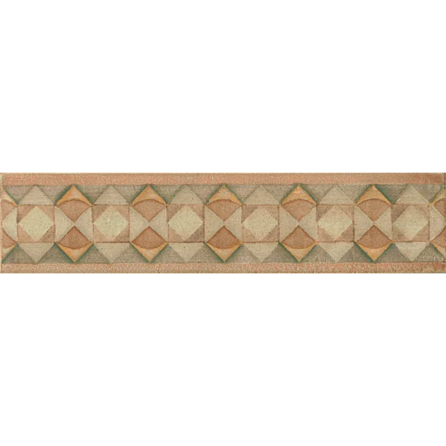 Cotto Nature Tira Volterra 14x3 Hand Painted Porcelain Liner Trim