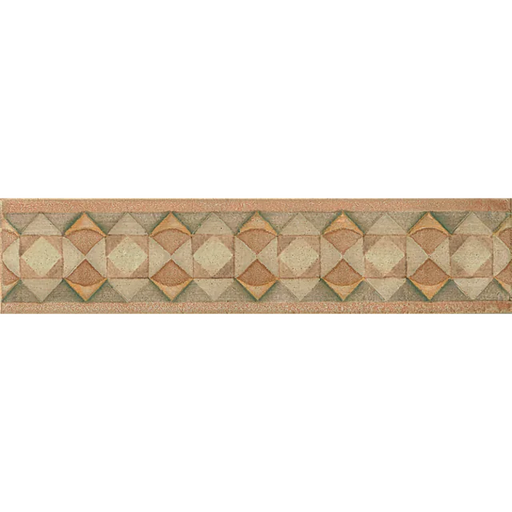 Cotto Nature Tira Volterra 14x3 Hand Painted Porcelain Liner Trim