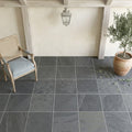 Country Grey 16x16 Brushed Limestone Tile — Covered Patio floor