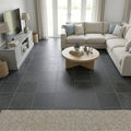 Country Grey 16x16 Brushed Limestone Tile — Family Room floor
