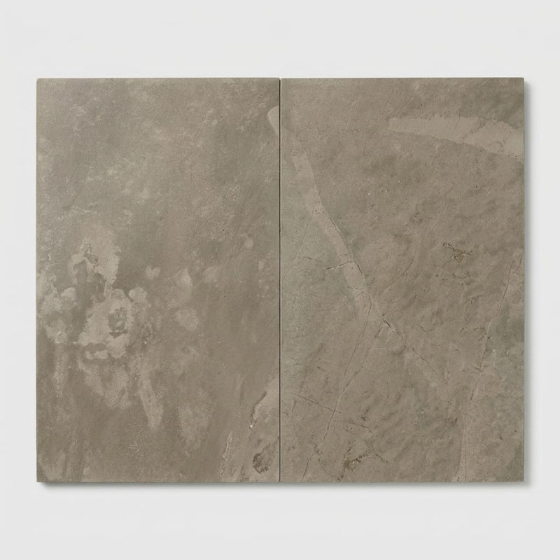 Country Grey 16x24 Brushed Limestone Tile close-up