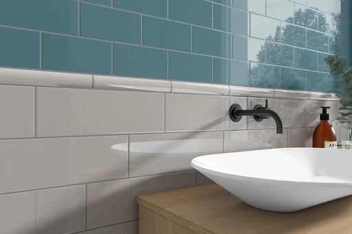 Crackle Series Blue 4x12 Polished Porcelain Tile