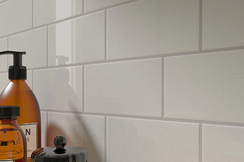 Crackle Series White 4x12 Polished Porcelain Tile