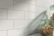 Crackle Series White 4x12 Polished Porcelain Tile