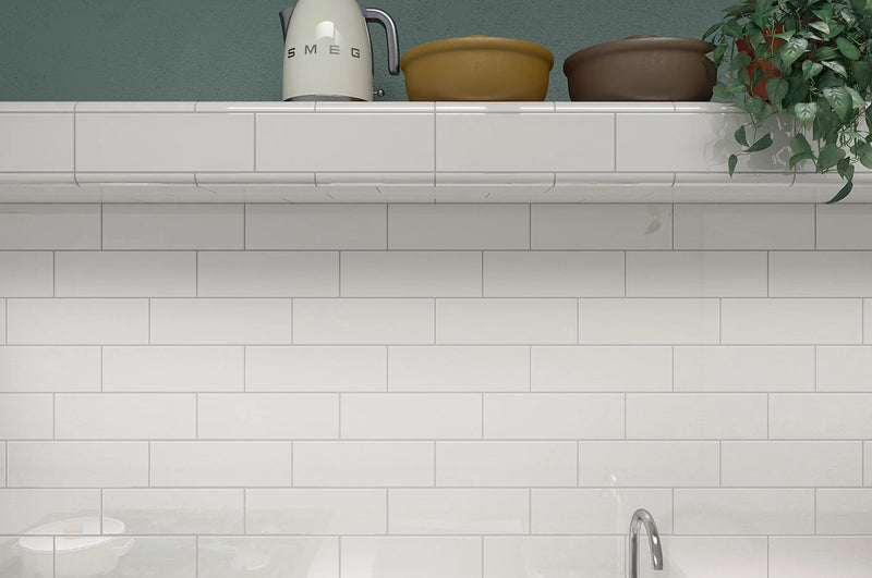 Crackle Series White 4x12 Polished Porcelain Tile