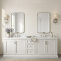 Crema Caliza Limestone Tile 18x36 Brushed — Bathroom vanity wall