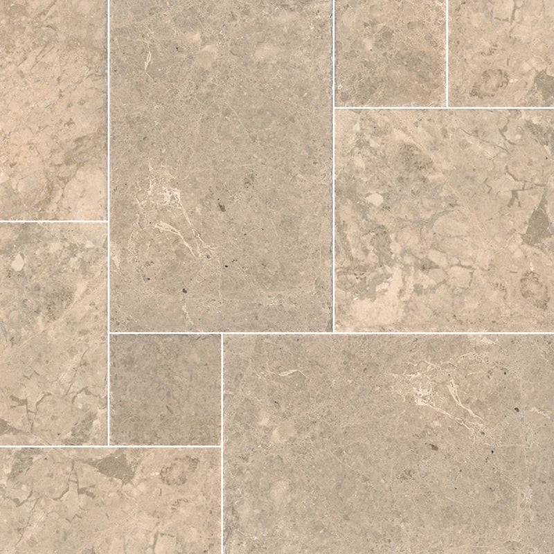 Crema Cappuccino Versailles Pattern Brushed Marble Tile