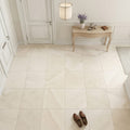 Crema Europa Limestone Tile 12x12 Honed 3/8 inch — Foyer floor