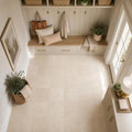 Crema Marfil 12x12 Classic Polished Marble Tile — Mudroom floor