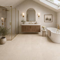 Crema Marfil 12x12 Honed Select Marble Tile — Bathroom floor