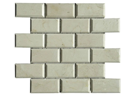 Crema Marfil 2x4 Beveled Polished Marble Mosaic Tile