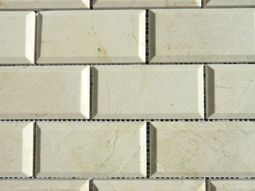 Crema Marfil 2x4 Beveled Polished Marble Mosaic Tile
