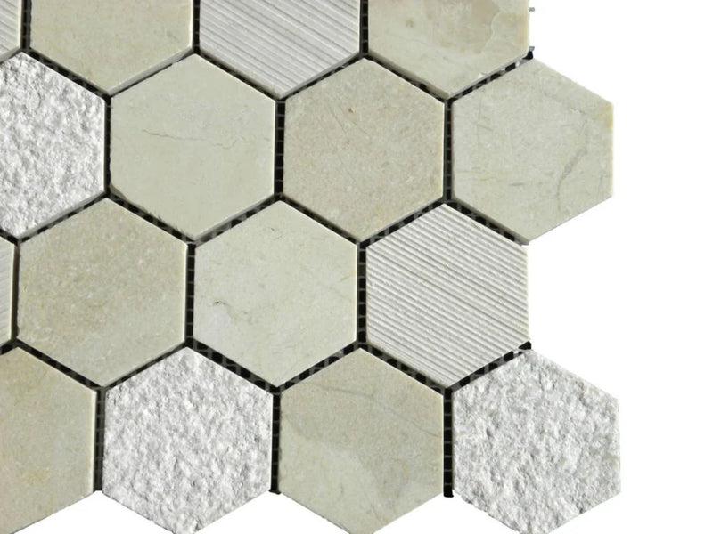 Crema Marfil 12x12 Polished Marble Drops Mosaic Tile