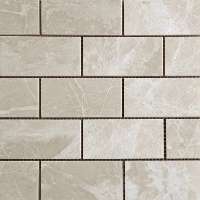 Crema Marfil 12x12 Polished Marble Drops Mosaic Tile
