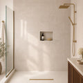 Crema Marfil 12x24 Honed Select Marble Tile — Bathroom shower wall
