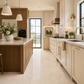 Crema Marfil 18x18 Polished Classic Marble Tile — Kitchen floor