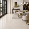 Crema Marfil 18x18 Polished Classic Marble Tile — Living Room floor