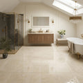 Crema Marfil Classic 12x12 Polished Marble Tile — Bathroom floor