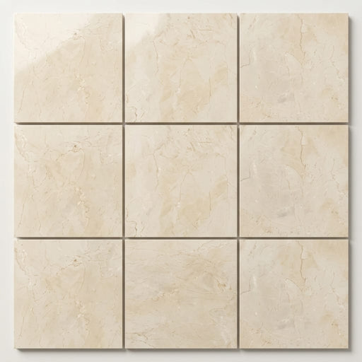 Crema Marfil Classic 12x12 Polished Marble Tile close-up