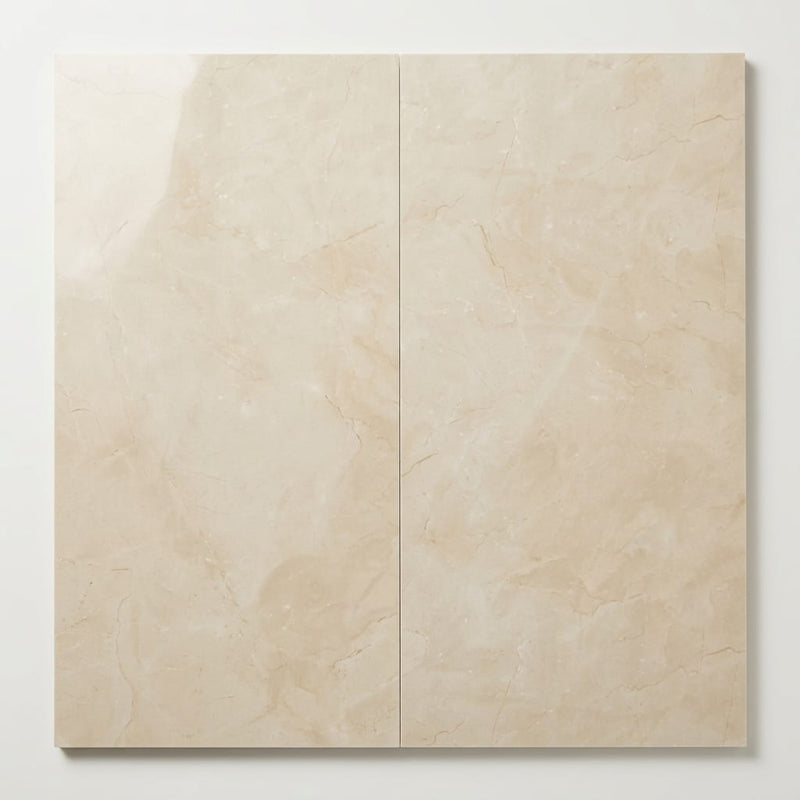 Crema Marfil Classic 12x24 Polished Marble Tile close-up