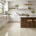 Crema Marfil Classic 12x24 Polished Marble Tile — Kitchen floor