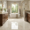Crema Marfil Classic 12x24 Polished Marble Tile — Primary Bath floor