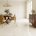 Crema Marfil Classic 18x18 Honed Marble Tile — Dining Room floor