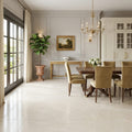 Crema Marfil Classic 18x18 Honed Marble Tile — Living Room floor