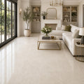 Crema Marfil Ivory Select 18x18 Natural Veined Marble Tile — Living Room floor