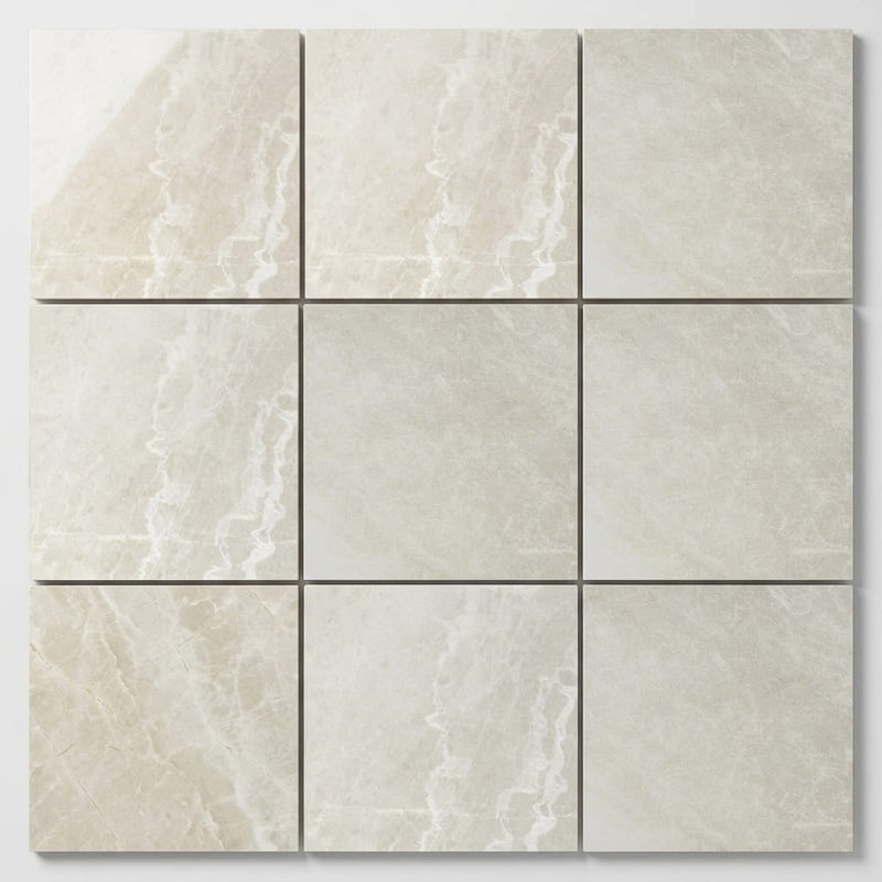 Crema Marfil Marble Tile 12x12 Polished close-up
