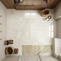 Crema Marfil Marble Tile 12x12 Polished — Mudroom floor